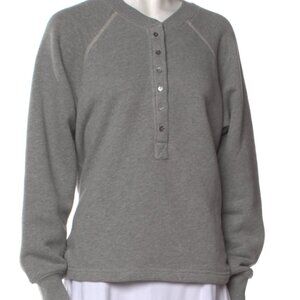 100% Cotton Marissa Webb Heather Grey Zach Vintage Henley Sweatshirt Sweater